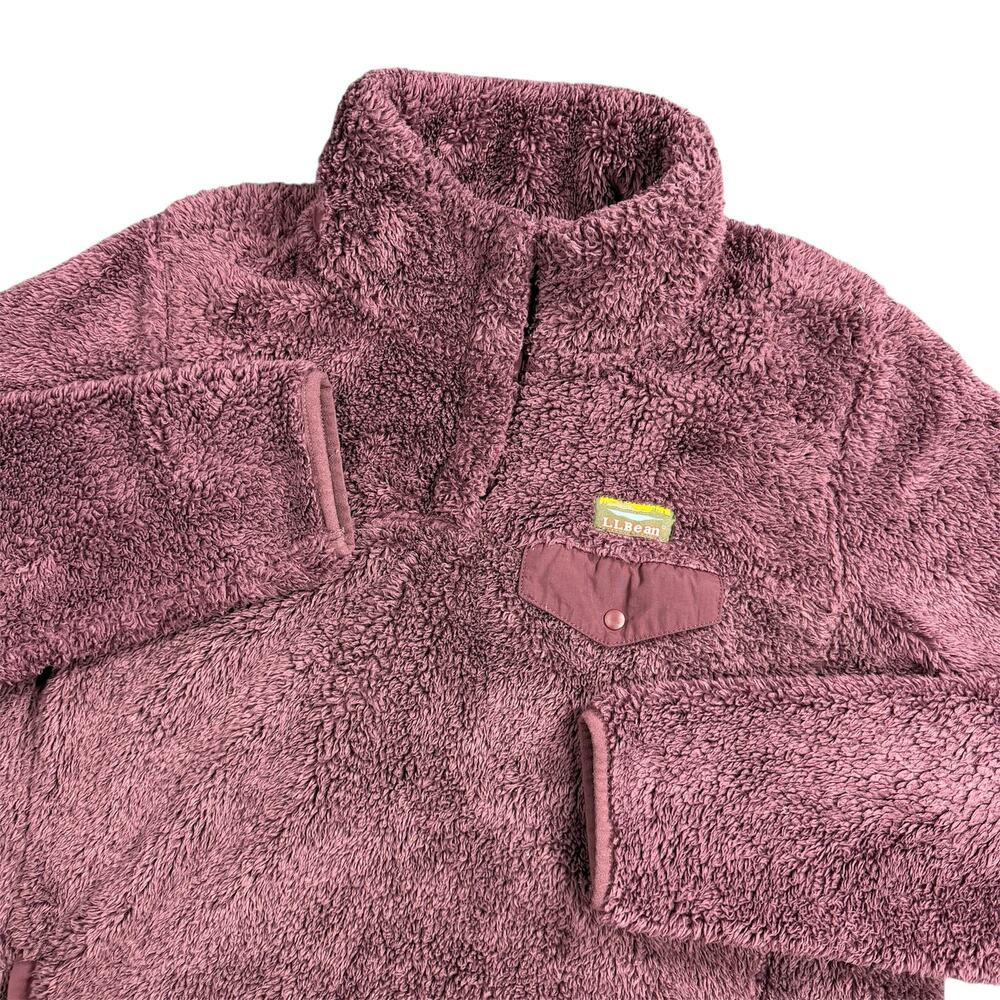L.L.Bean Women’s Large Purple Hi-Pile Fleece Pullover Snap Pocket Sherpa